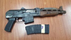 The AK-47 rifle found on the boat.