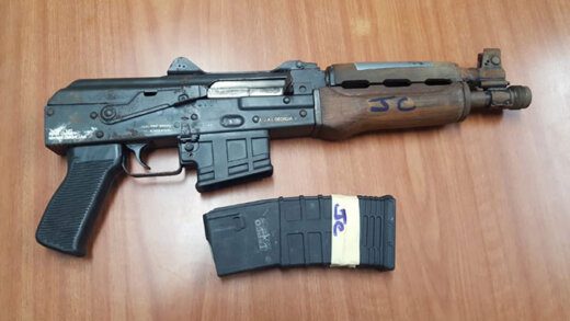 The AK-47 rifle found on the boat.