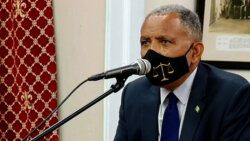 Leader of the Opposition Godwin Friday, speaking in Parliament. (File photo) 