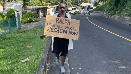 Former diplomat, Doris Charles walked from her home in Questelles to Kingstown in August 2021 calling on the Unity Labour Party administration to resign. (iWN photo)