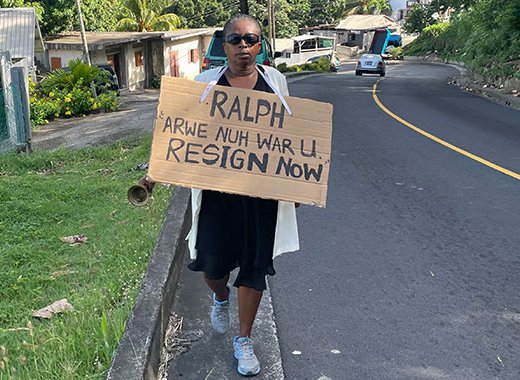 Former diplomat, Doris Charles walked from her home in Questelles to Kingstown in August 2021 calling on the Unity Labour Party administration to resign. (iWN photo)