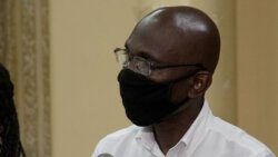 Jomo Thomas speaking at the press conference on Tuesday. (iWN photo)