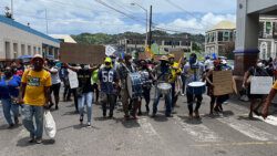 Protesters in Kingstown on Aug. 5. (iWN photo)