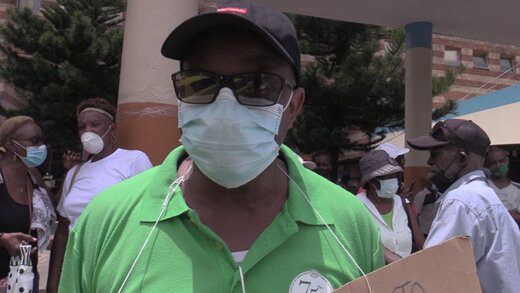 President of the Public Service Union at the protest on Thursday. (iWN photo)