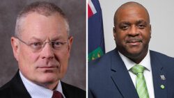The sole commissioner, Gary Hickinbottom, left, and Premier Andrew Fahie.