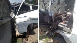 The van at the scene of the accident.