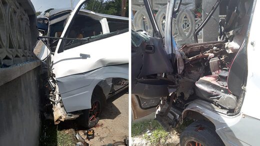 The van at the scene of the accident.