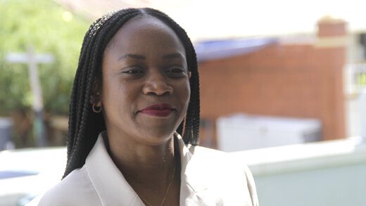 Senator Ashelle Morgan arrives at the Calliaqua Magistrate's Court for her trail on Wednesday, Nov. 10, 2021. (iWN photo)