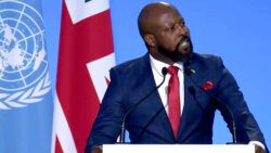 SVG's Tourism, Sustainable Development and Culture Minister, Carlos James, addressing COP 26. 