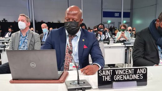 SVG's Minister of Sustainable Development, Carlos James, at COP26 in Glasgow, Scotland. 