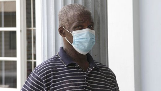 The virtual complainant, Cornelius John, as he awaited the commencement of the proceedings in Calliaqua on Thursday, Nov. 11, 2021. (iWN photo)