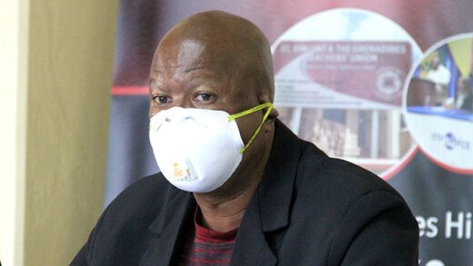 President of SVG Teachers' Union, Oswald Robinson at Tuesday's press conference. (iWN photo)