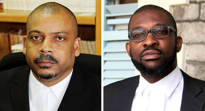 Deputy Director of Public Prosecutions in St. Lucia, S. Stephen Brette, left, and Assistant DPP in SVG, Karim Nelson.