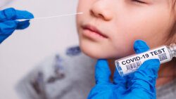 A child being swabbed for COVID-19 testing. (Getty images)