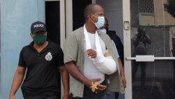 Desmond "Cat" Pavy leaves at the Kingstown Magistrate's Court after his arraignment on Wednesday, Dec. 7, 2021. (iWN photo)