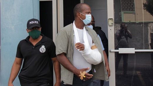 Desmond "Cat" Pavy leaves at the Kingstown Magistrate's Court after his arraignment on Wednesday, Dec. 7, 2021. (iWN photo)