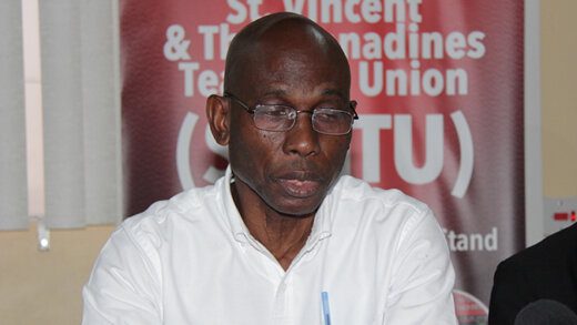 Lead counsel for the unions, Jomo Thomas speaking at the press conference in Kingstown on Monday, Dec. 20, 2021. (iWN photo)