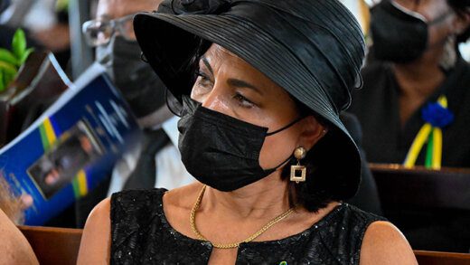 Sabrina Mitchell at her her father, Sir James Mitchell's funeral in Kingstown on Saturday, Dec. 18, 2021. (Photo: Clinton Bostwick/API)