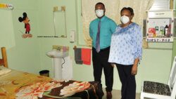 Belair Government School principal, Carmillie Nichols-Bascombe, right, and PTA President, Joseph Bascombe inside the sick bay at the school. 