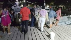A Coast Guard vessel prepares to transport the injured woman to hospital in Kingstown. 