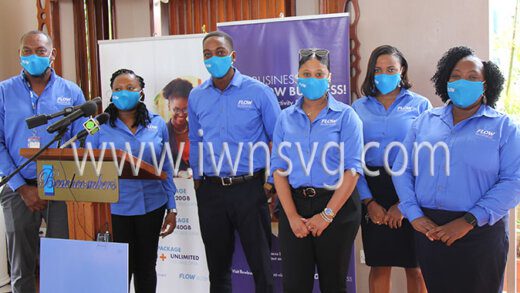 The Flow Business team at the launch in Villa on Wednesday, Jan. 26, 2022.