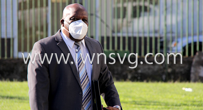 Minister of Health, St. Clair "Jimmy" Prince arrives at Parliament on Monday, Jan. 10, 2022. He tested positive for COVID-19 today, Jan. 12, 2022, becoming the eight government lawmakers confirmed ill with the virus during the debate. (iWN photo)