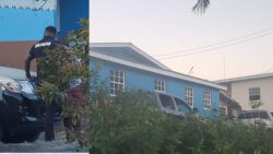 Police during their operation in Owia on Saturday.