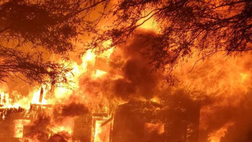 An internet photo of a house fire. 