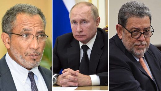 From left: Godwin Friday, Vladimir Putin, Ralph Gonsalves. 