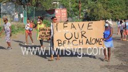 Protesters at Jackson Bay, Layou, on Sunday, March 27, 2022.