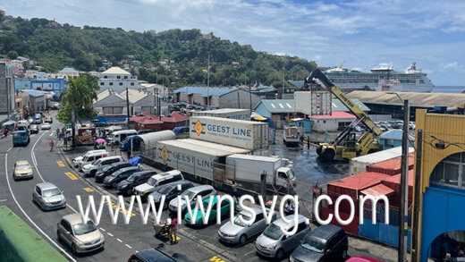 Kingstown, the political and financial capital of St. Vincent and the Grenadines. 