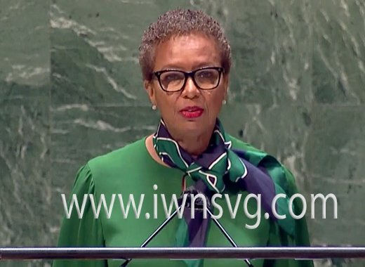 A screenshot of Ambassador I. Rhonda King addressing the United Nations on Tuesday, March 1, 2022.