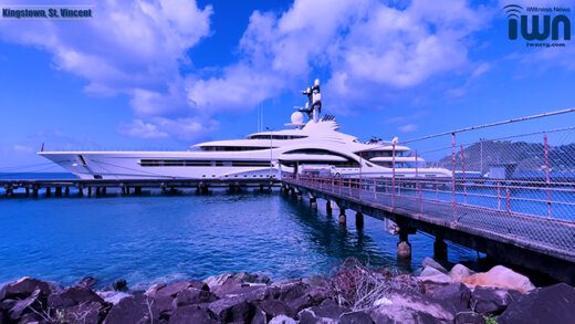 The superyacht "Anna" in Kingstown on Saturday. 