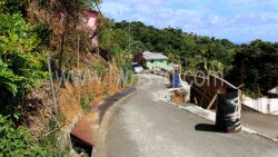 The repairs done to the road, seen here on Thursday, April 21, 2022, does is not enough to allow larger vehicles to use the road. 