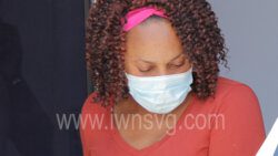 The accused, Mitra-Ann Prescott, outside Kingstown Magistrate's Court on Friday, April 22, 2022.