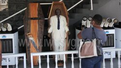 The public viewing of the body of businessman Theophilius Olmroy "OT" Mayers at OT Car Park in Kingstown on Saturday, April 16, 2022. 