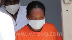 The accused, Fiziela Clarke outside Kingstown Magistrate's Court on April 22, 2022. 