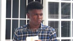 The defendant, Zackrie Latham outside Calliaqua Magistrate's Court on Monday, May 30, 2022. 