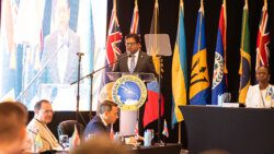 Guyana Finance Minister Ashni K. Singh, addressing CDB’s 52nd board of governors meeting (CMC Photo)
