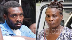 The accused, Ron Francis, left, and  Lemmia Browne outside the Serious Offences Court in Kingstown on Thursday, June 9, 2022.