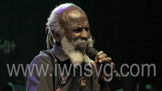 Alvin “Zion-I” Dennie performs his song, “Hypocrites” at the Calypso Monarch finals in Kingstown on Sunday, July 3, 2022.