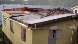 A house with a damaged roof in Bequia after the passage of a  tropical wave Sunday morning. 
