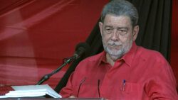 Political leader of the ruling Unity Labour Party, Prime Minister Ralph Gonsalves, speaking at the party's convention in Campden Park on Sunday, July 31, 2022. 
