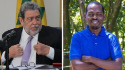 Prime Minister Ralph Gonsalves, left, and educator Shefflorn Ballantyne. 