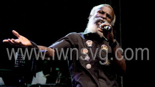 Alvin "Zion-I" Dennie performs his song, "Hypocrites" at the Calypso Monarch finals in Kingstown on Sunday, July 3, 2022.