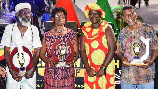 From left, David ‘Darkie” Williams, Ann Jones, Director of Culture, Maxine Browne, and Cecil “Blazer” Williams. (Photo: Lance Neverson/Facebook) 