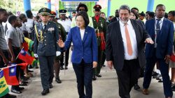 Prime Minister of St. Vincent and the Grenadines, Ralph Gonsalves, left, and President of Taiwan, Tsai Ing-wen during Tsai's official visit to SVG on July 16, 2019. (Photo: Lance Neverson/Facebook) 