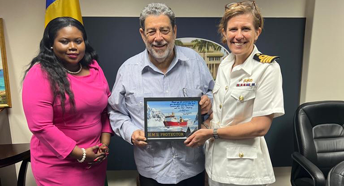 L R Minister Peters Prime Minister Ralph Gonsalves and Captain Ingham 22 Aug 2022