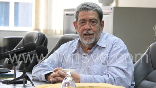 Prime Minister Ralph Gonsalves speaking at the press conference in Kingstown on Tuesday, Aug. 16, 2022.