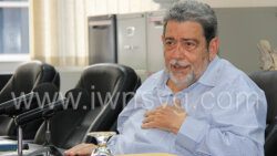 Prime Minister Ralph Gonsalves speaking at the press conference in Kingstown on Tuesday, Aug. 15, 2022.
